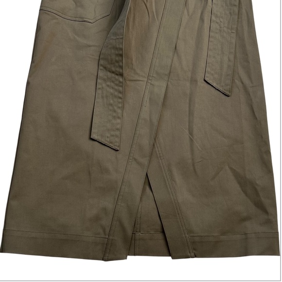 H&M EDITION Women’s Utility Wrap Skirt Dark Khaki Green Oversized Belt Pocket‎ 4 - Picture 6 of 15